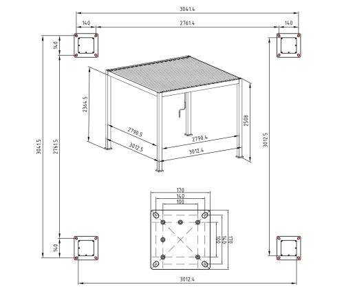 Varikatus MIRADOR 3x3xH2,5m, tumehall