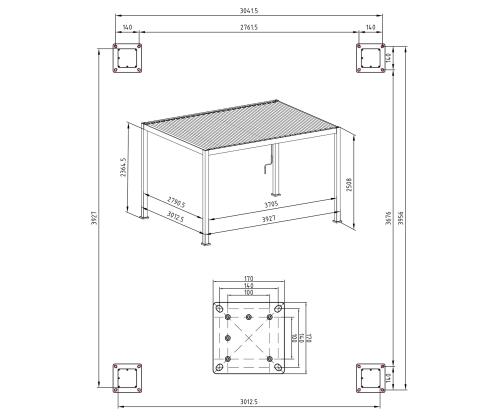 Varikatus MIRADOR 3x4xH2,5m, tumehall