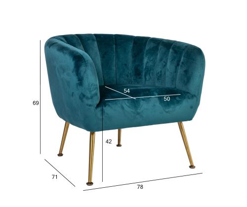 Tugitool TUCKER 78x71xH69cm mereroheline, polüesterkangas, roostevaba teras