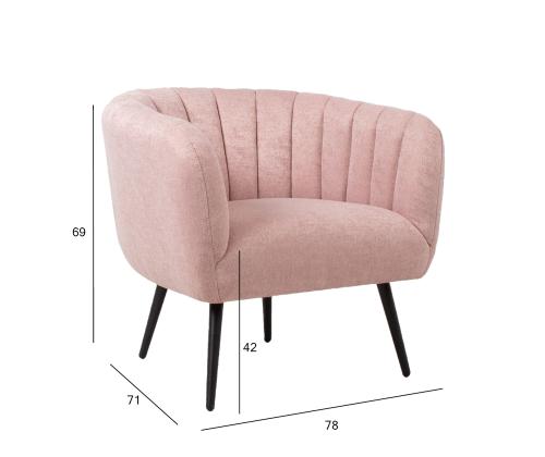 Tugitool TUCKER 78x71xH69cm roosa, polüesterkangas, metall