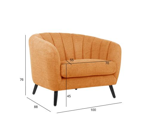 Tugitool MELODY oranþ, 100x88xH76cm, puit, vineer, polüesterkangas