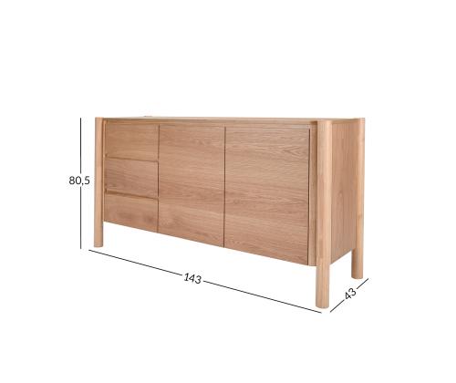 Kummut GARDENIA 143x43xH80,5cm, tamm