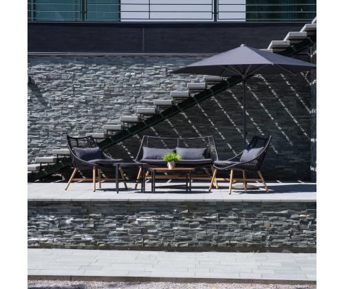 Aiamööblikomplekt HELSINKI diivan, 2 tooli ja 2 lauda, must