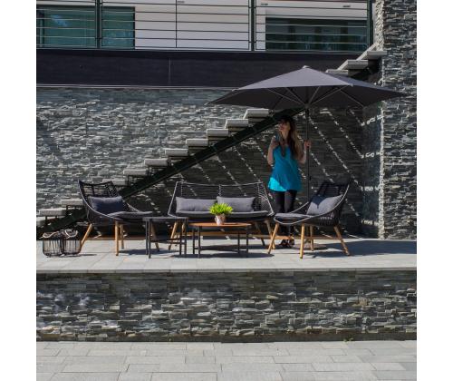 Aiamööblikomplekt HELSINKI diivan, 2 tooli ja 2 lauda, must