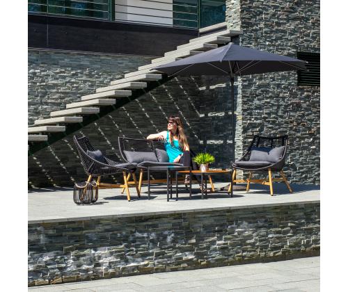 Aiamööblikomplekt HELSINKI diivan, 2 tooli ja 2 lauda, must