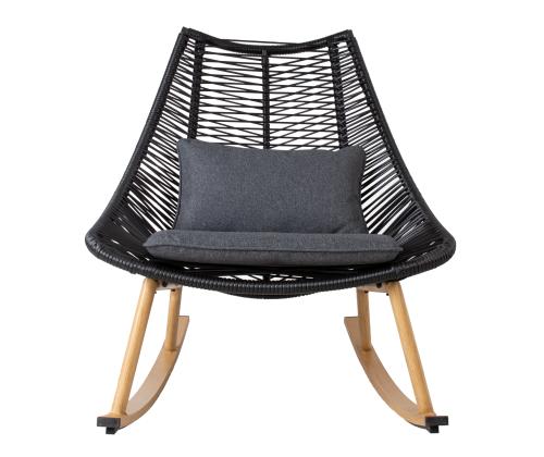 Kiiktool HELSINKI must 84x102xH97cm, alumiiniumraam, plastikust nöörpunutis