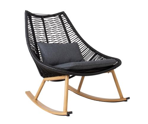 Kiiktool HELSINKI must 84x102xH97cm, alumiiniumraam, plastikust nöörpunutis