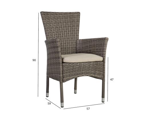 Tool PALOMA 57x59xH90cm, hallikaspruun, terasraam, plastikpunutis