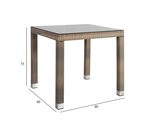 Laud LARACHE 80x80xH75cm, beeþ, alumiinium, plastikpunutis, klaas