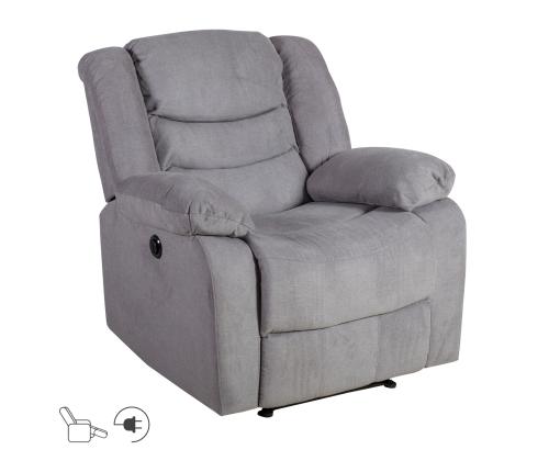 Tugitool CYRUS recliner, hall, 99x95xH102cm, polüesterkangas, puit, vineer, metall