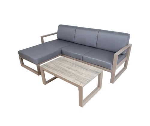 Aiamööblikomplekt POSTA nurgadiivan ja laud, beeþ