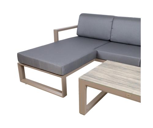 Aiamööblikomplekt POSTA nurgadiivan ja laud, beeþ