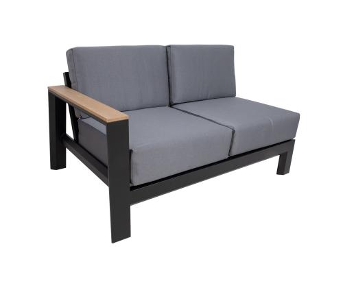 Aiamööblikomplekt FELINO nurgadiivan ja 2 lauda, must