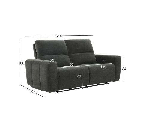 Diivan MATIAS 3-kohaline elektriline recliner 202x90xH100cm, hall