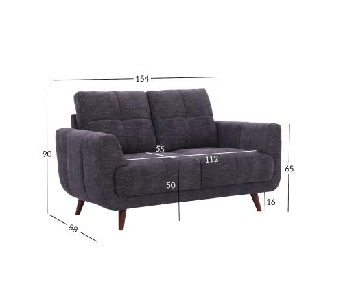 Diivan STEVE 2-kohaline 154x88xH90cm, tumehall