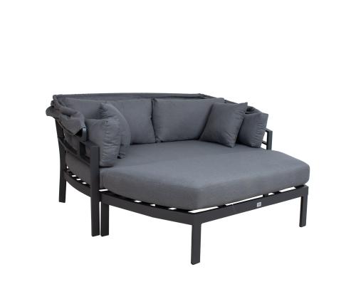 Diivan TOMSON varikatusega, tumehall, 182x82xH72,5cm, alumiinium