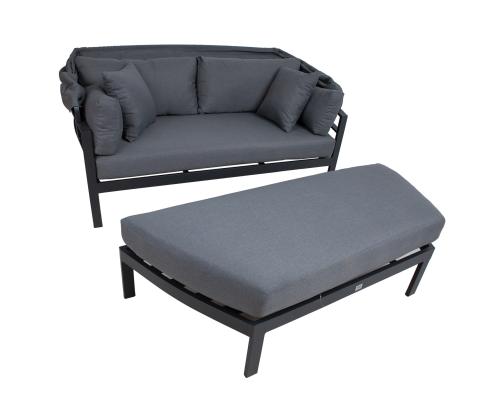 Diivan TOMSON varikatusega, tumehall, 182x82xH72,5cm, alumiinium