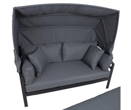 Diivan TOMSON varikatusega, tumehall, 182x82xH72,5cm, alumiinium