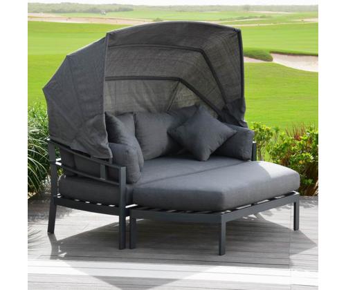 Diivan TOMSON varikatusega, tumehall, 182x82xH72,5cm, alumiinium