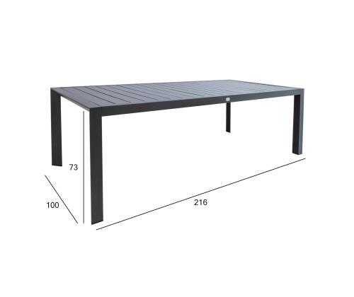 Laud TOMSON 216x100xH73cm, tumehall, alumiinium