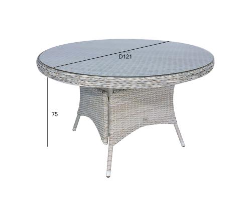 Laud ASCOT D121xH75cm, hall, alumiinium, plastikpunutis