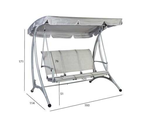 Kiik MAIRY hall 193x114xH171cm, terasraam, polüesterkangas