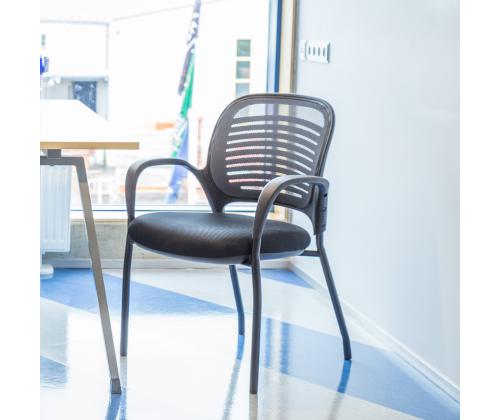 Klienditool TORINO 59x59xH84cm, hall/must