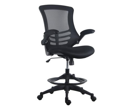 Kõrge töötool TRIBECCA, 62,5x62xH109-128,5cm, must, polüesterkangas, plastik