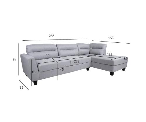 Nurgadiivan HELSINKI PN 268x83/158xH88cm, helehall