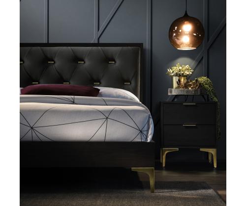 Voodi POEM 160x200cm, tumehall, 164,5x208xH100cm, MDF, metall, polüesterkangas