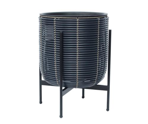 Lillepott WICKER alusega 38x38xH49cm, must/pruun