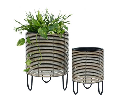 Lillepott WICKER D36xH48cm, beežikashall