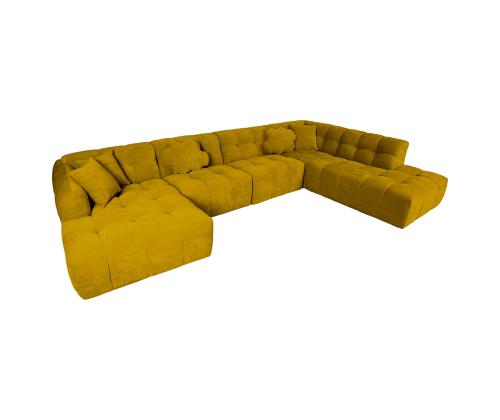 Nurgadiivan FORTE U-kujuline PN 374x162/242xH76cm, puunikaskollane