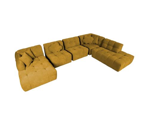 Nurgadiivan FORTE U-kujuline PN 374x162/242xH76cm, puunikaskollane