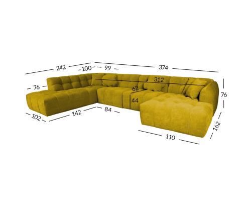 Nurgadiivan FORTE U-kujuline VN 374x242/162xH76cm, pruunikaskollane