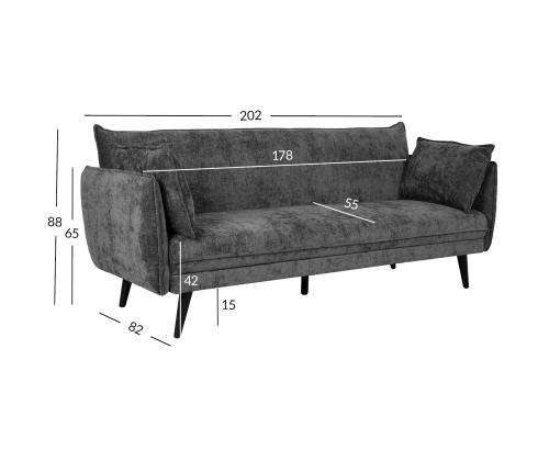Diivanvoodi NOELLA 3-kohaline 212x82xH88cm, tumehall
