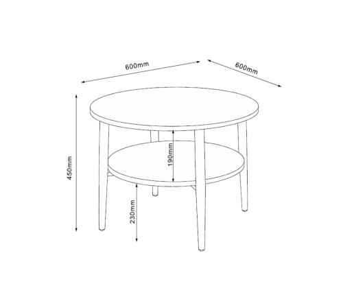 Diivanilaud HECTOR 60x60xH45cm, saar/must
