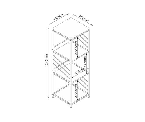 Riiul DIMITRA 40x40xH124cm, rustik/must