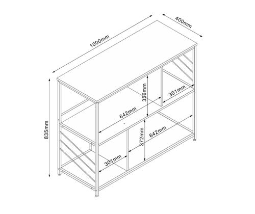 Riiul DIMITRA 100x40xH83,5cm, rustik/must