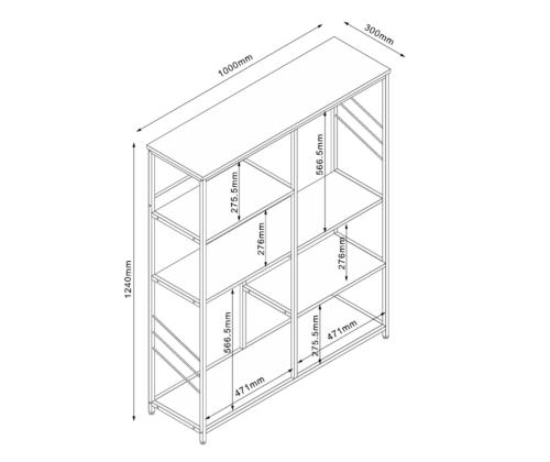 Riiul DIMITRA 100x30xH124cm, rustik/must
