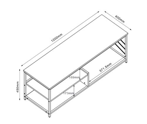 TV laud DIMITRA 120x40xH45cm, rustik/must