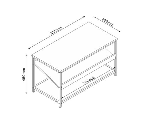 Jalatsiriiul DIMITRA 80x40xH45cm, rustik/must