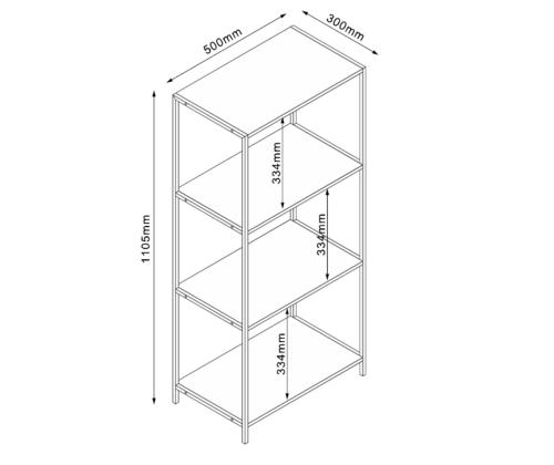 Riiul HARPER 50x30xH110,5cm, saar/must
