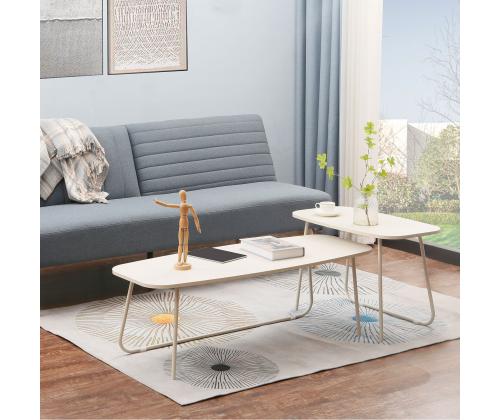 Diivanilaud DUO 2tk 120x48xH40cm, 75x40xH48cm, hele puit/beež