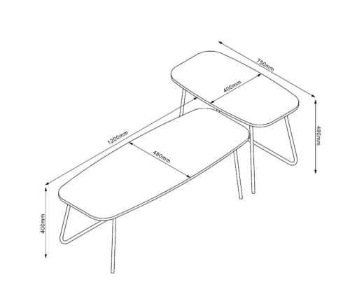 Diivanilaud DUO 2tk 120x48xH40cm, 75x40xH48cm, hele puit/beež