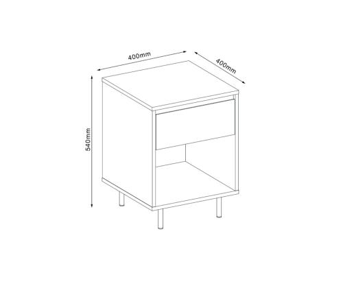 Öökapp / abilaud HERTA 40x40xH54cm, valge/hele puit
