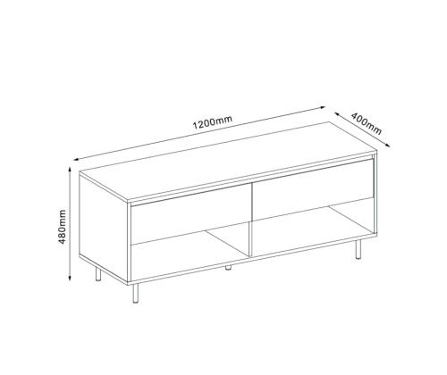 TV laud HERTA 120x40xH48cm, valge/hele puit