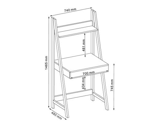 Kirjutuslaud STEP 74x48xH146cm, tamm, melamiinplaat, metallraam