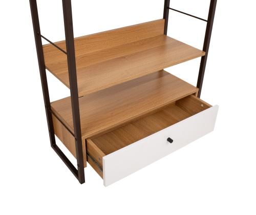 Riiul STUDY 70x30xH90cm, tamm/valge