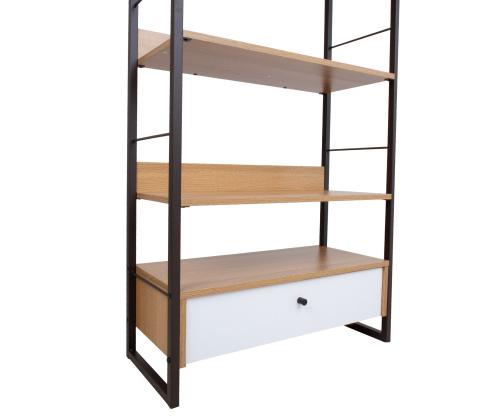 Riiul STUDY 70x30xH124,5cm, tamm/valge